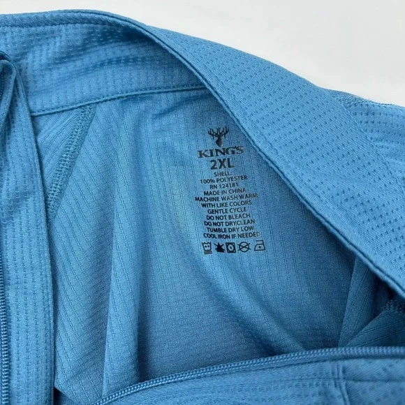 Kings Camo Mens 2XL Pullover Long Sleeve Quarter Zip Blue Active Shirt - Picture 5 of 7